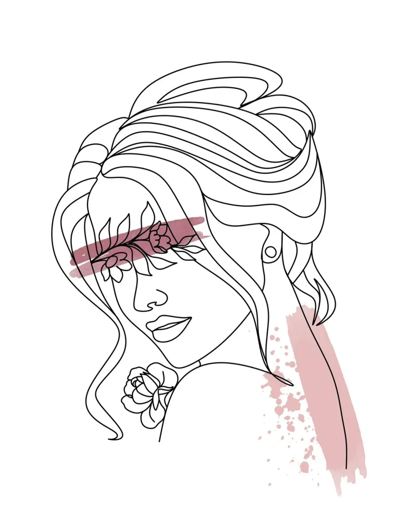 Line Art Donna IV poster con telaio in legno da ArtDesign by KBK