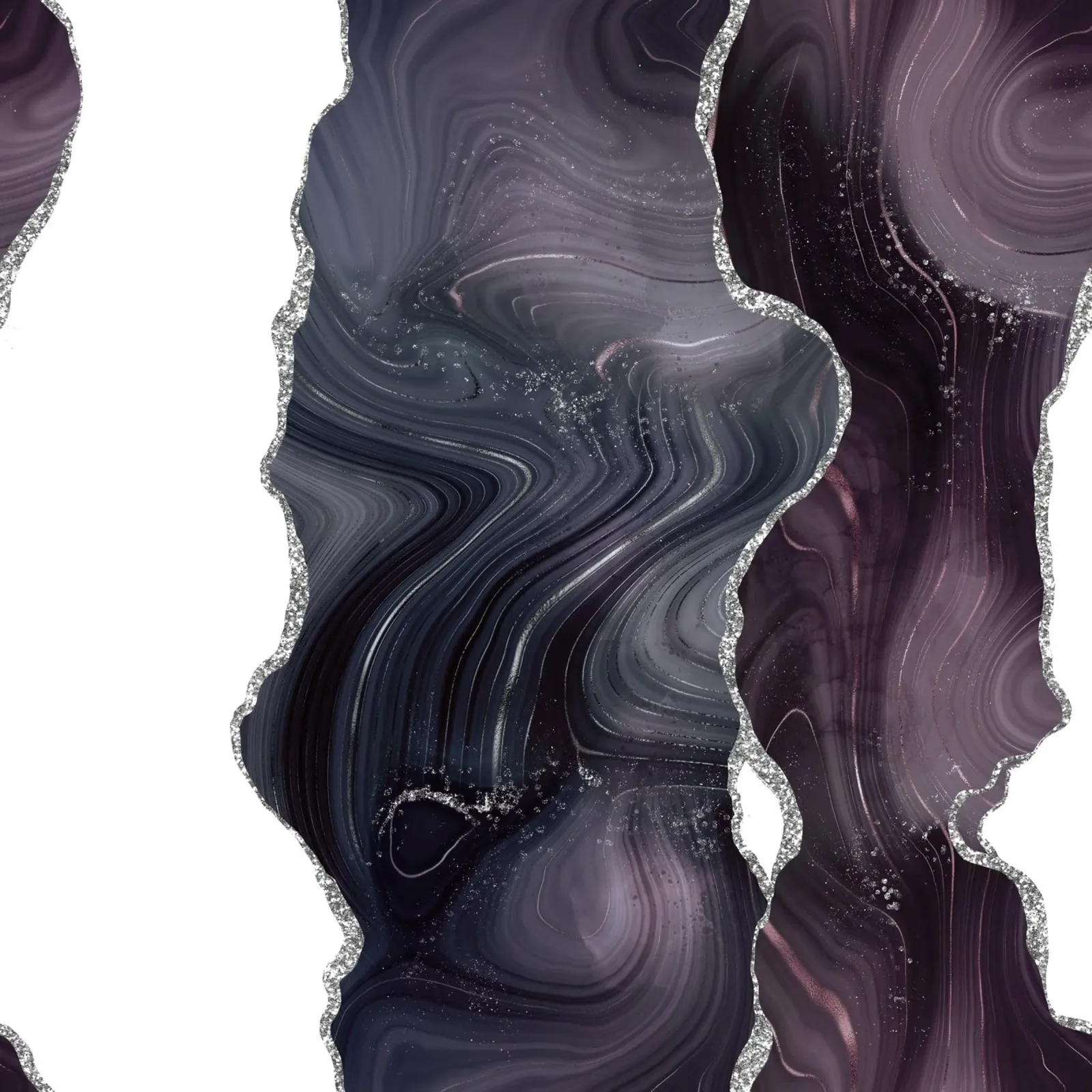 Black & Silver Glitter Agate Texture 06 canvas by Gemstone Textures