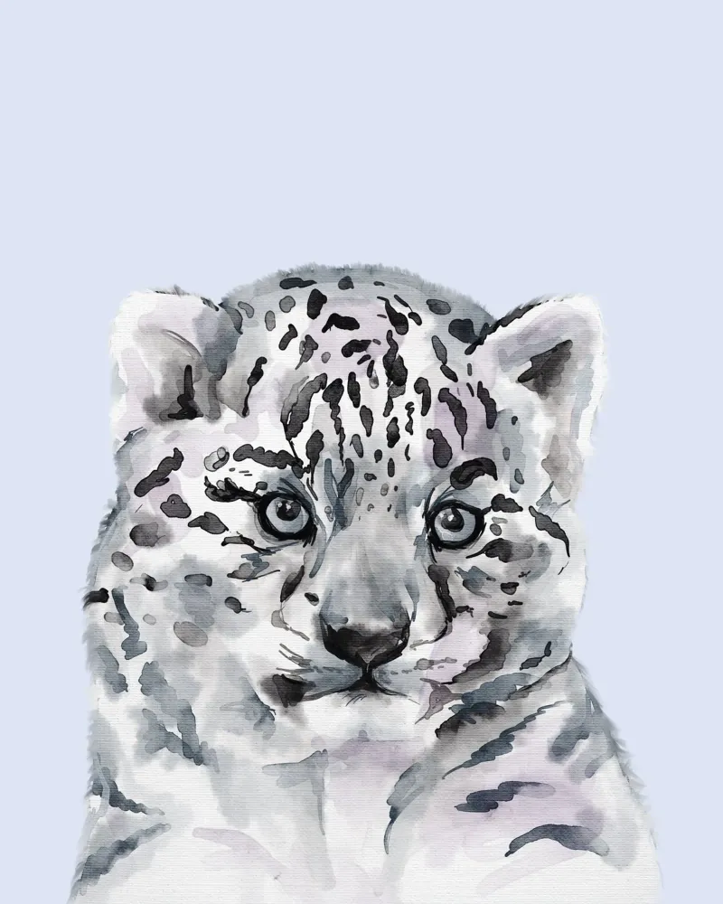 Poster du léopard des neiges, imprimé pour la chambre d'enfant d'animaux sauvages, faune et flore poster de Little Lila