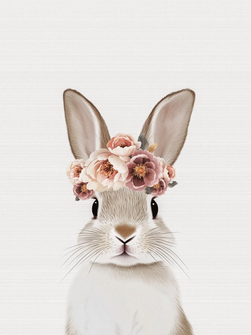 Flower wreath rabbit poster by Carinaprint