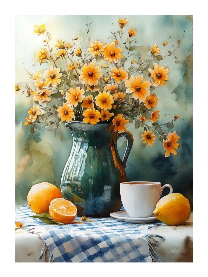 Bouquet di campagna e limonata tela con Cornice a cassetta da Spice & Style