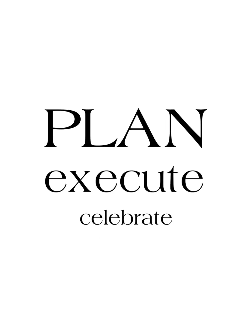 Plan Execute Celebrate Modern Simple Typography canvas with Floater frame by YV TYPOGRAPHY