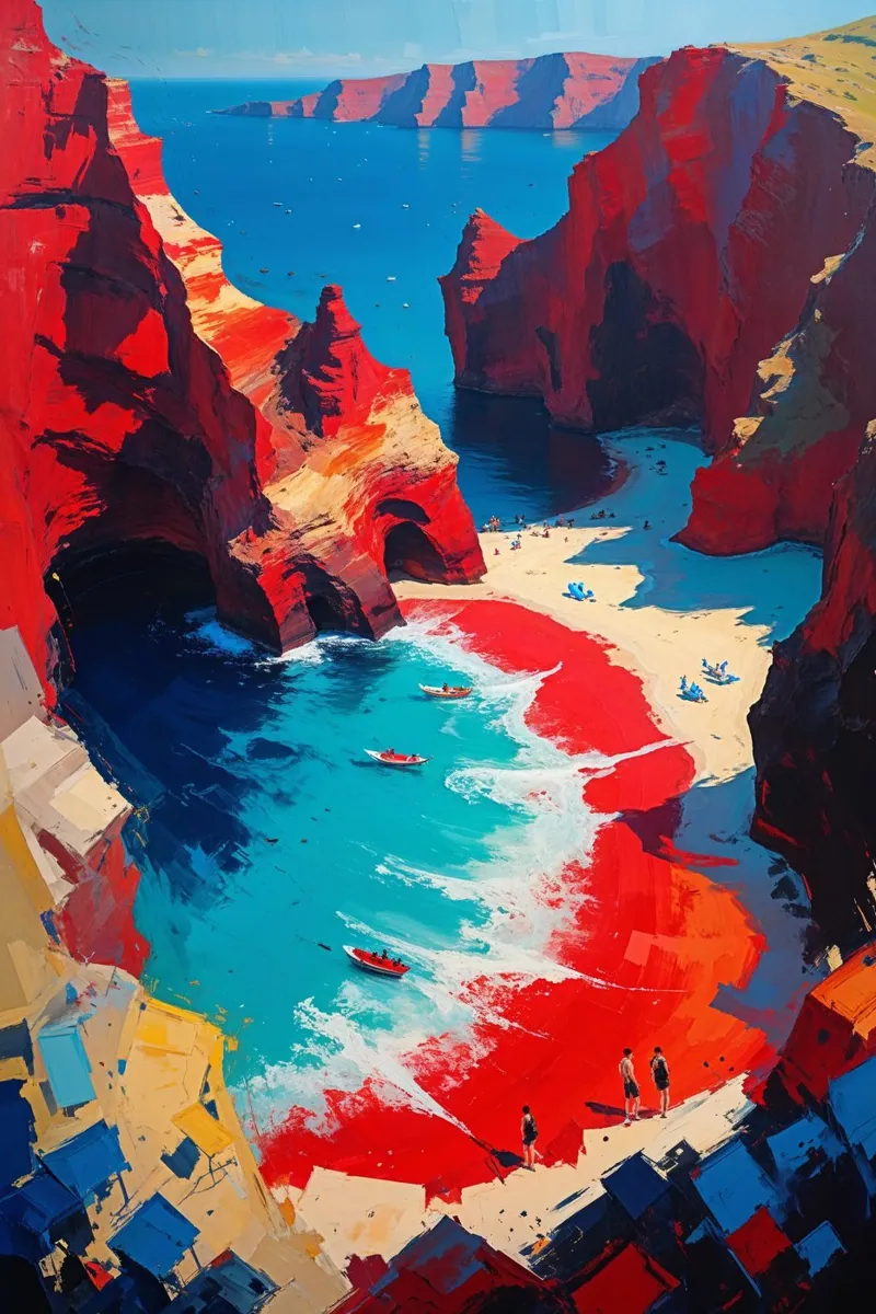 Red Beach of Santorini carta hahnemühle da AlbertKlee