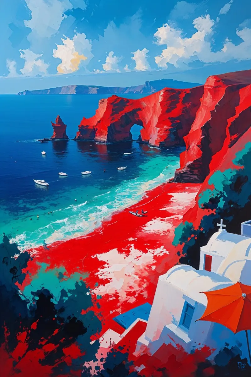 Archways of Santorini's Red Beach carta hahnemühle da AlbertKlee