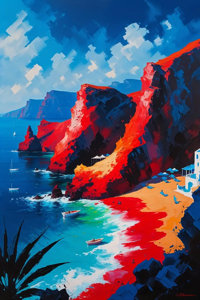 Red Cliffs and Azure Waters carta hahnemühle da AlbertKlee