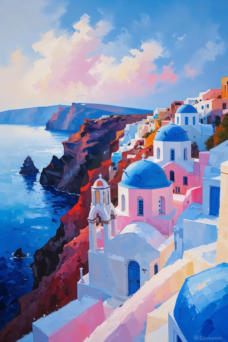 Santorini's Iconic Cascading Domes plexiglass da AlbertKlee