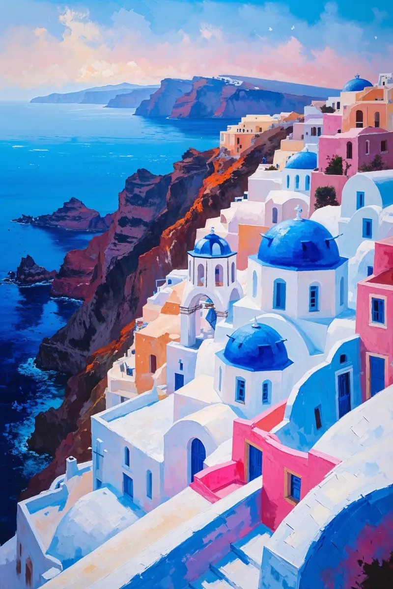 Oia's Cascading Domes and Endless Horizon plexiglass da AlbertKlee