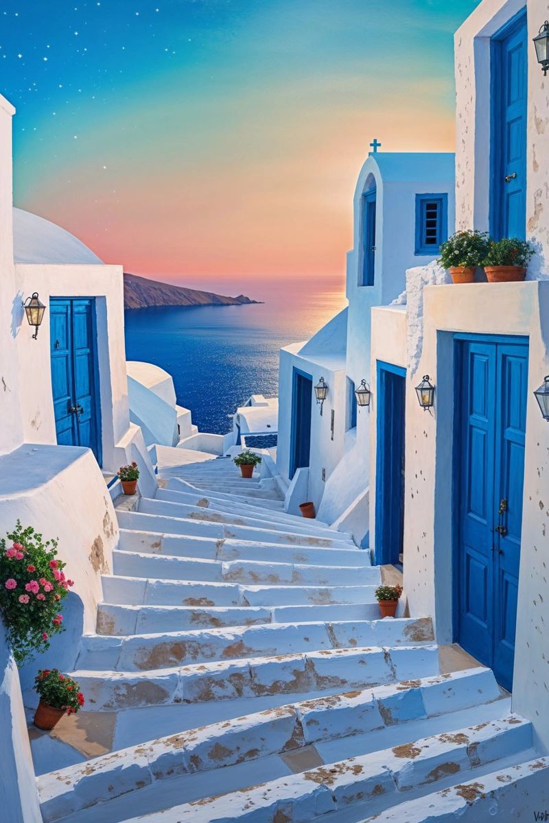Sunlit Pathways of Santorini’s Charm pannello forex da AlbertKlee