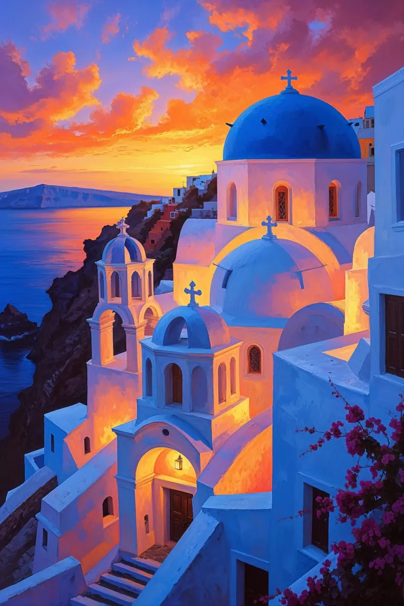 Evening Glow in Santorini pannello forex da AlbertKlee