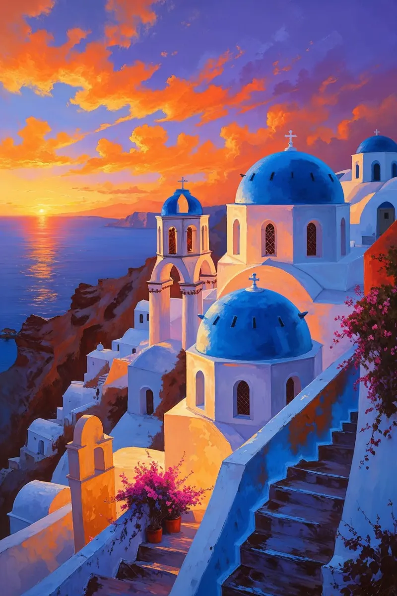 Santorini’s Sunset Serenity plexiglass da AlbertKlee