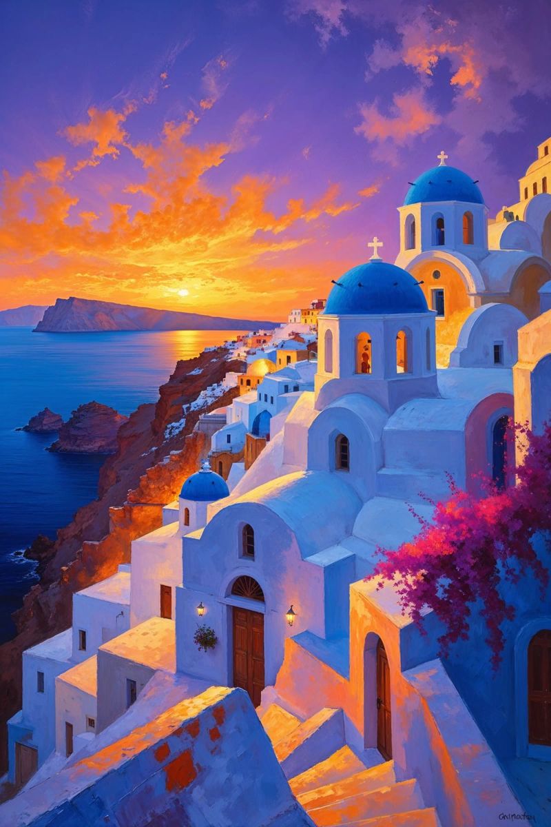 Sunset Serenity of Santorini Cliffs pannello forex da AlbertKlee
