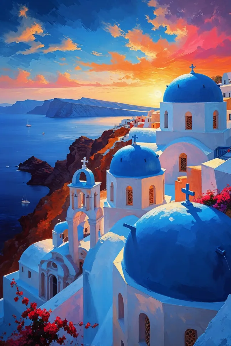 Golden Hour in Santorini plexiglass da AlbertKlee