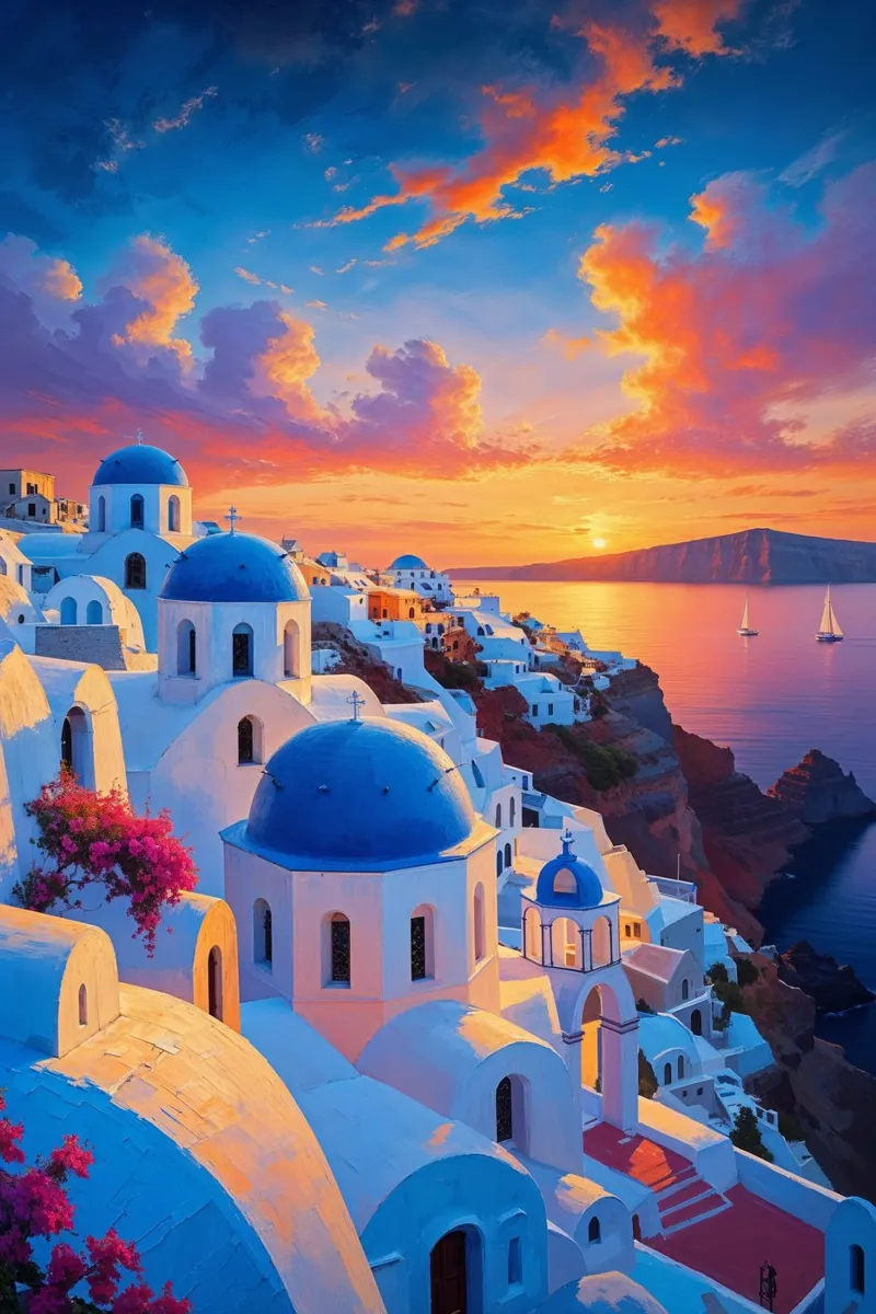 Twilight Serenity Over Santorini pannello forex da AlbertKlee