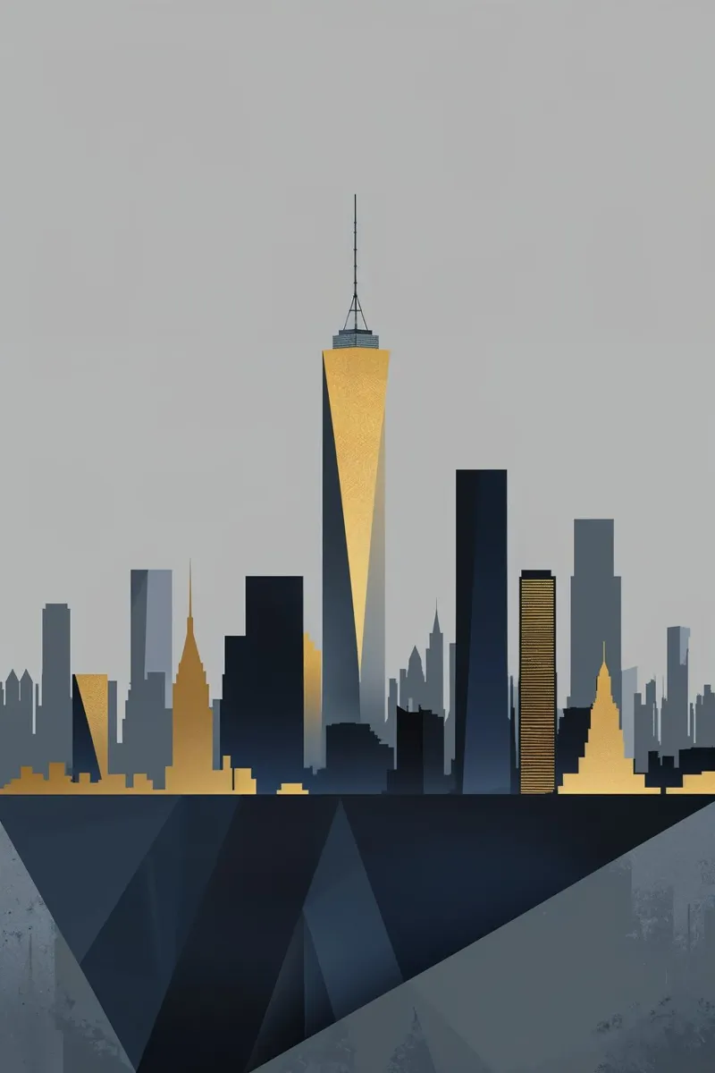 Golden Skyline: Abstract NYC View plexiglass da AlbertKlee