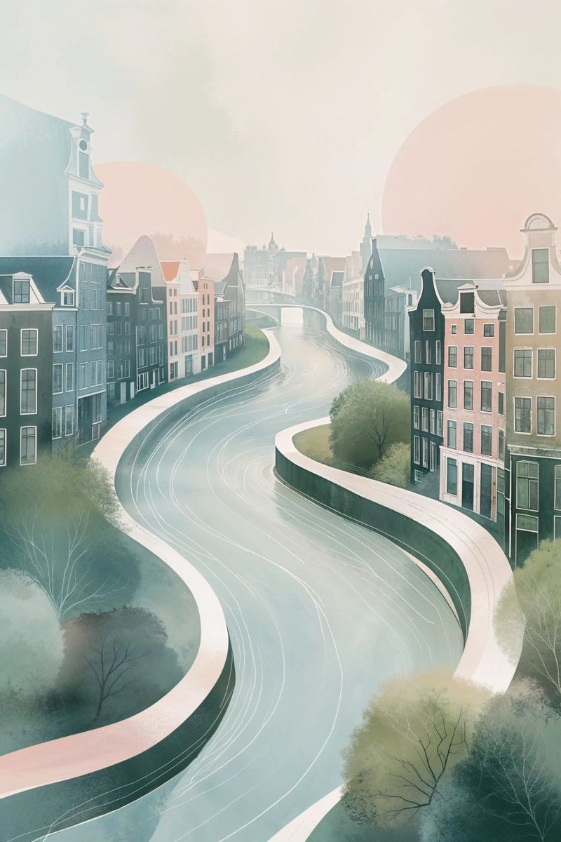 Amsterdam in Fluid Winter Motion poster van AlbertKlee