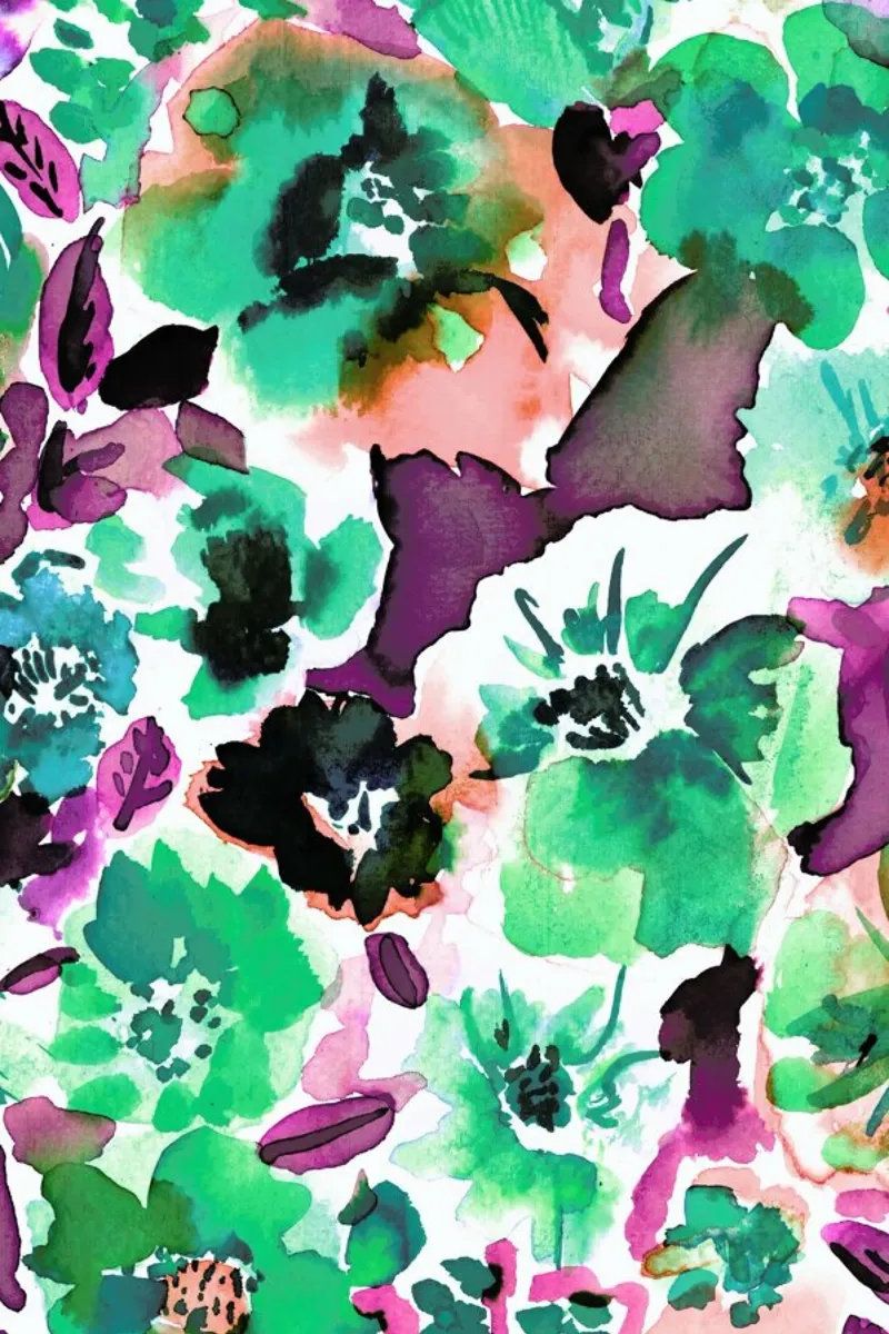 Zoe Floral Ocean Green poster con telaio in plastica da Amy Sia