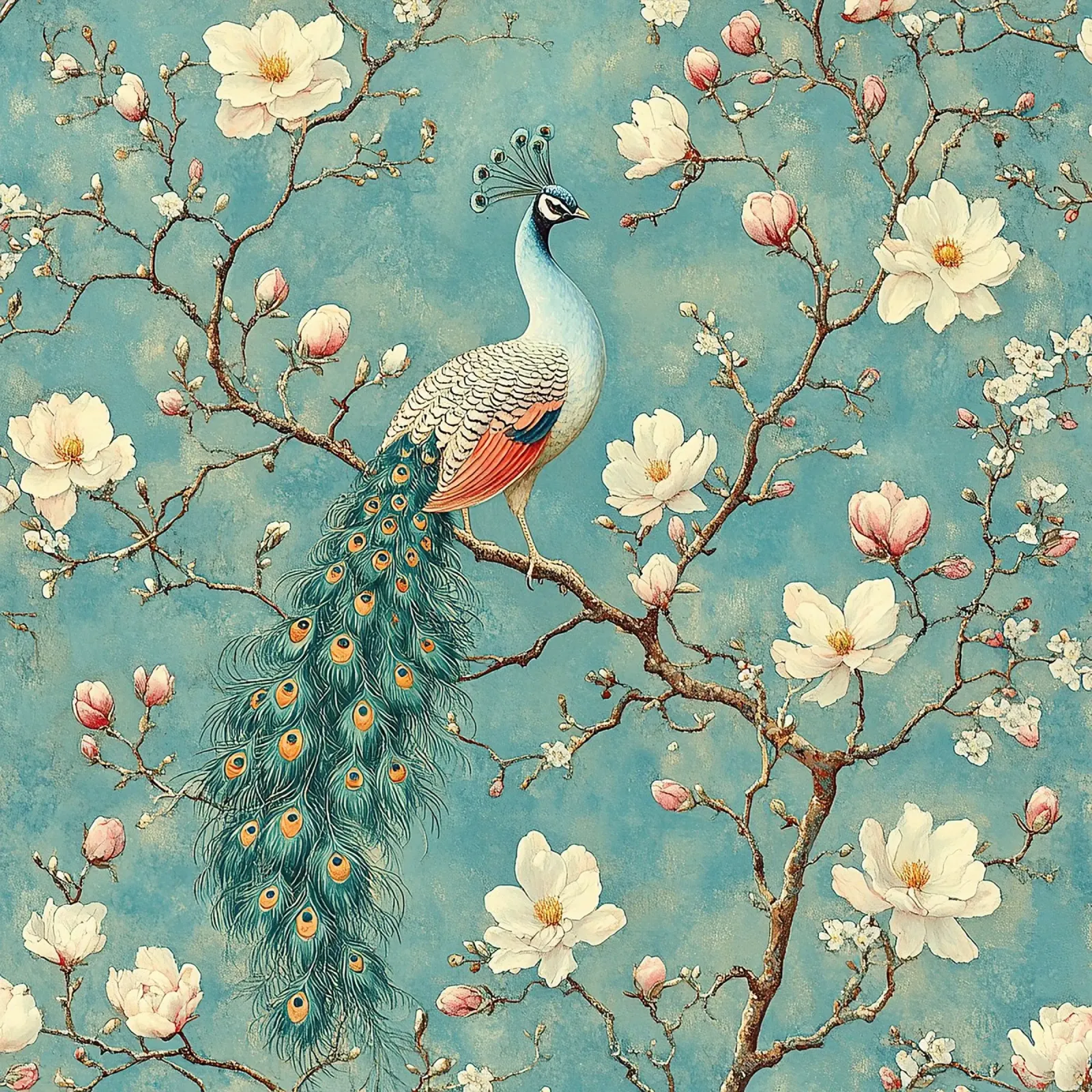 William Morris Pfau Poster mit Kunststoffrahmen von Botanical Art Studio