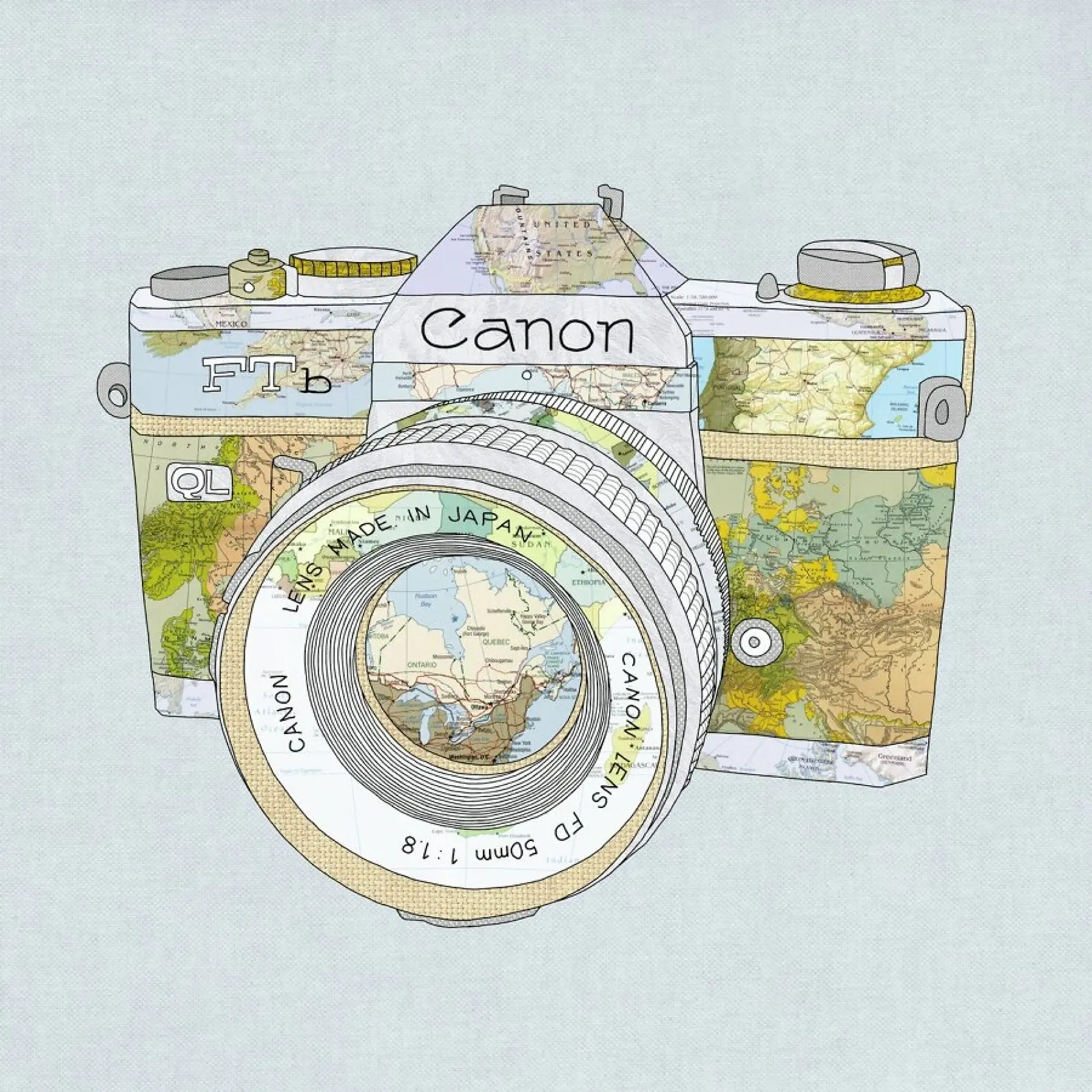 Travel Camera poster con telaio in plastica da Bianca Green