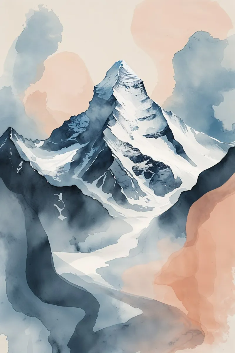 K2 Reimagined: Abstract Watercolor Majesty poster da AlbertKlee