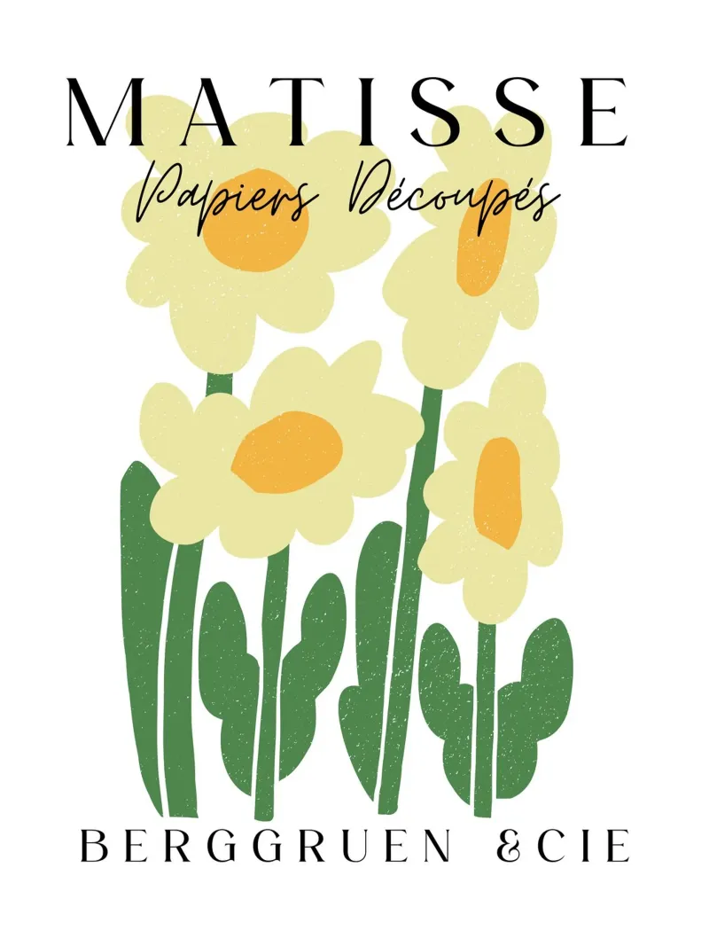 Yellow flowers with bold green poster with wooden frame by ramosashop