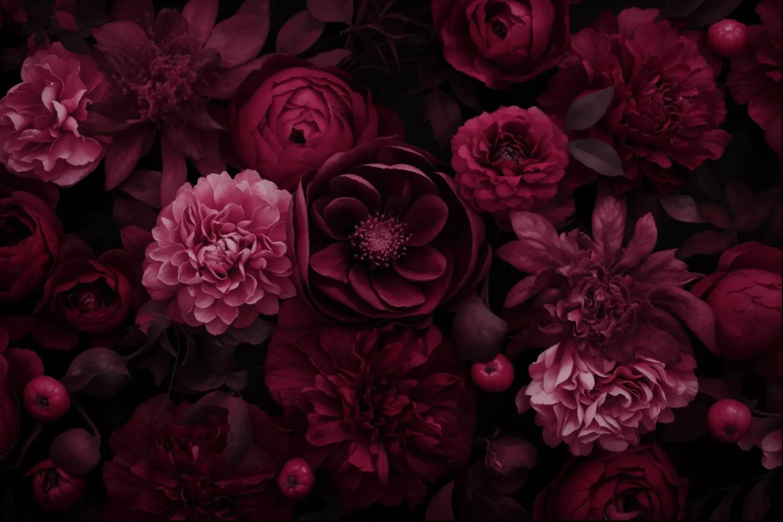 Grandezza vittoriana Fiori grandi rosso borgogna plexiglass da Andrea Haase Floral Passion