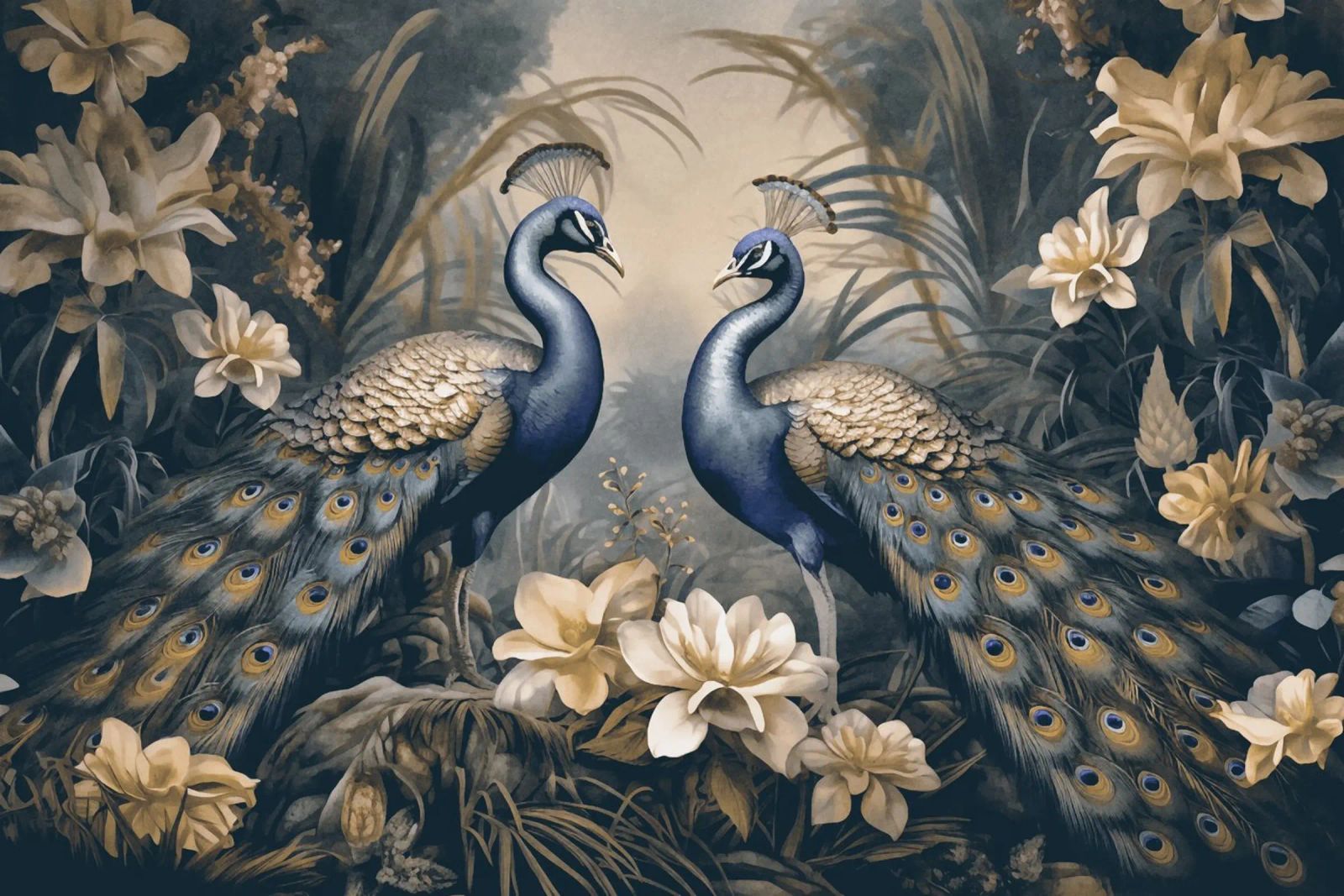 Peacocks Mystic Jungle Garden poster by Andrea Haase Vintage World