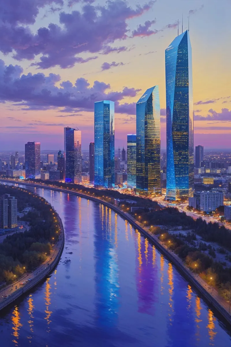 Golden Glow of Kyiv's Modern Skyline poster da AlbertKlee
