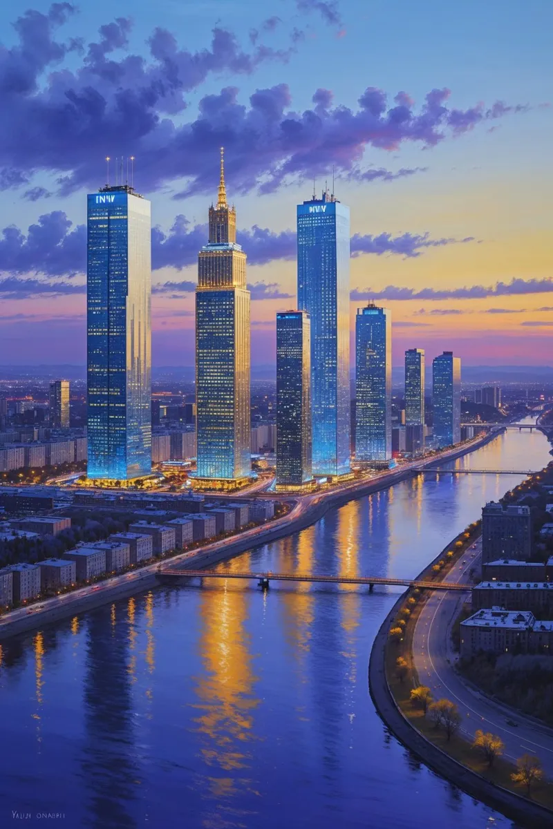Kyiv's Modern Skyline at Twilight poster da AlbertKlee