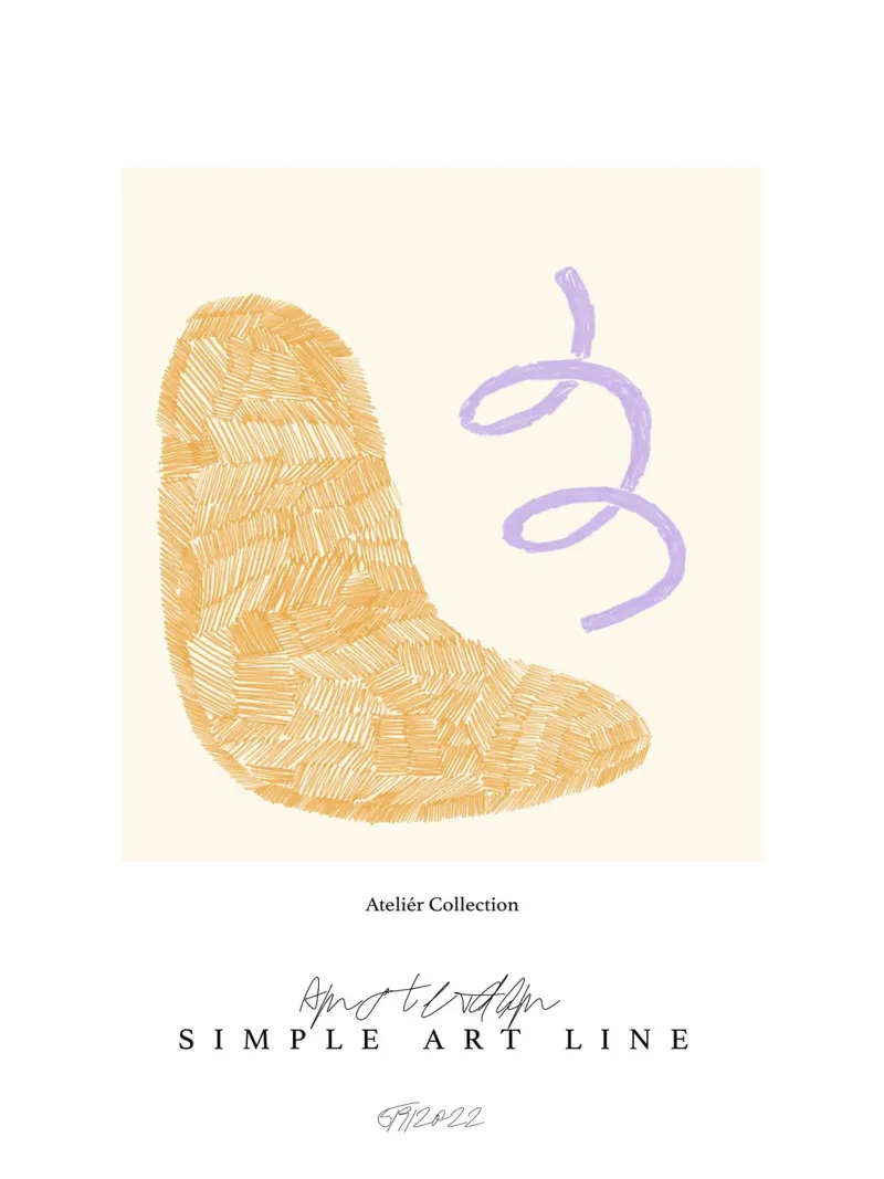 Simple Art Line No 22 poster con telaio in legno da treechild