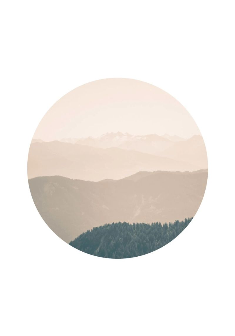 Mania Landscapes Circular 4 Karwendel (Austria) poster with wooden frame by Mania Print Collection