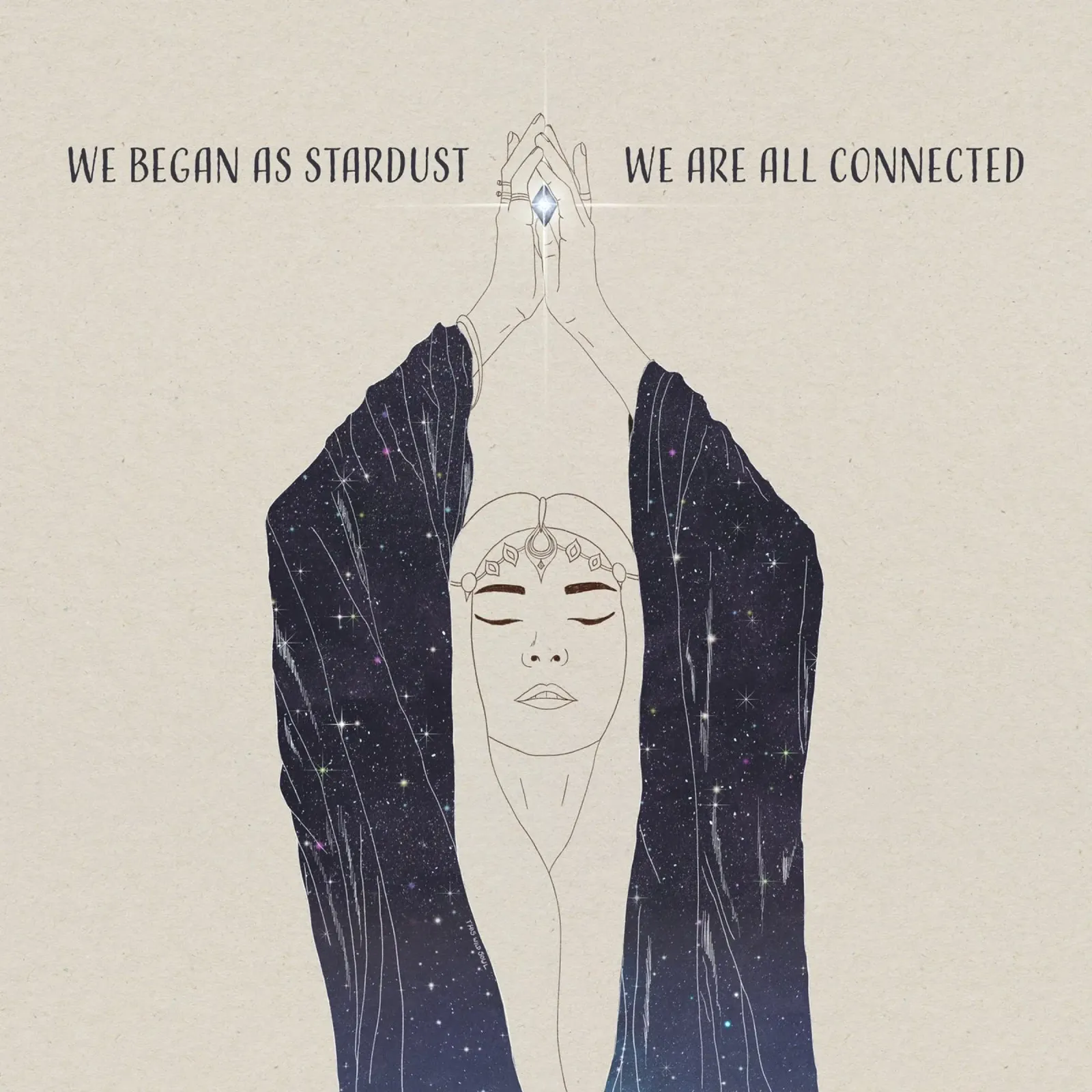 Nous avons commencé comme des poussières d'étoiles, nous sommes tous connectés Déesse Boho hahnemühle de This Wild Soul - Illustration