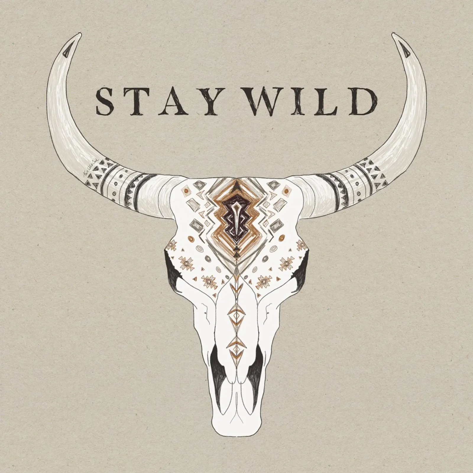 "Stay Wild" Boho Aztec Patterned Bison Skull Desert Vibe pellicola backlit da This Wild Soul - Illustration