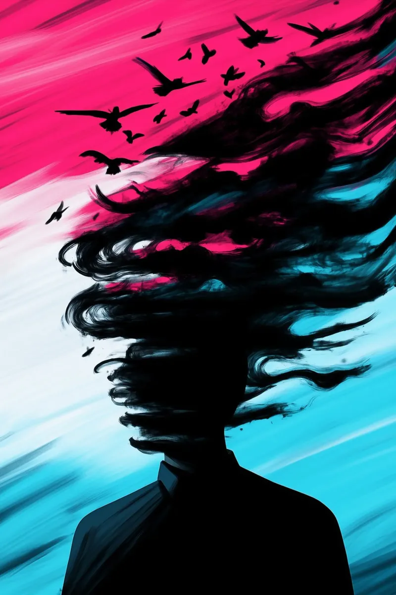 Thoughts fly by in a storm of colours and shadows canvas by melipo-art