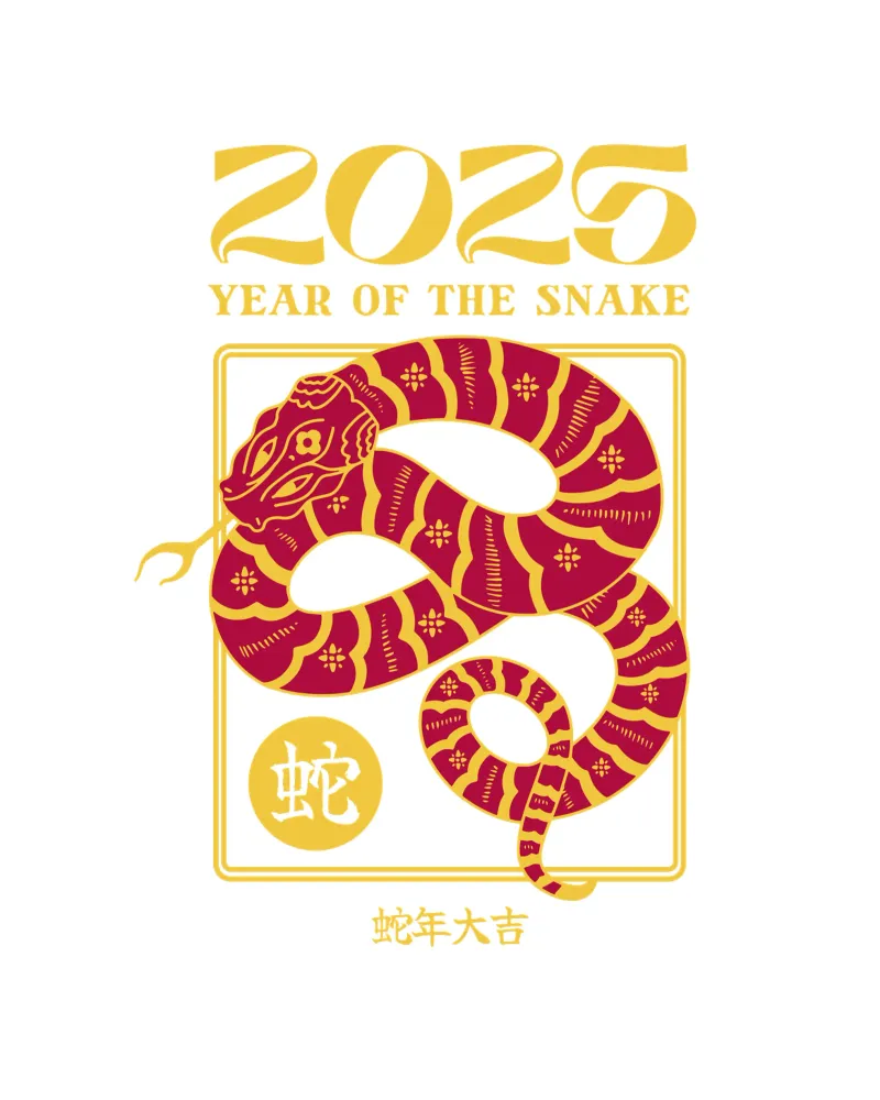 serpente rosso-cinese-anno nuovo poster con telaio in legno da 🥝 KIWI STORE