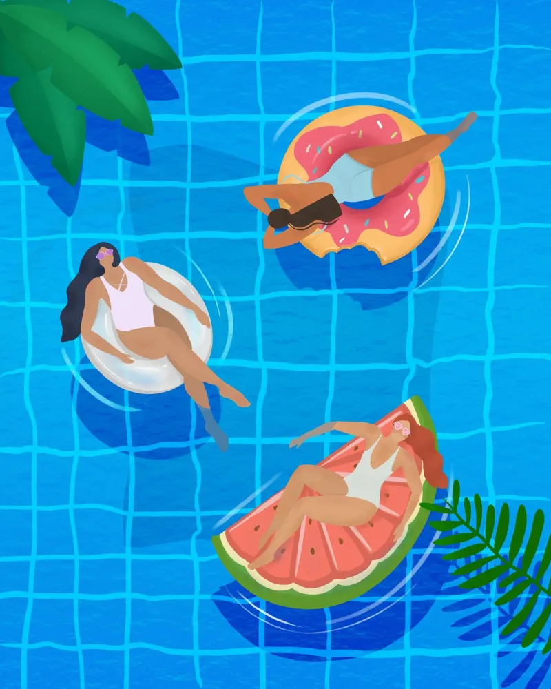 Swimming Pool Ladies backlit film by PetrArts