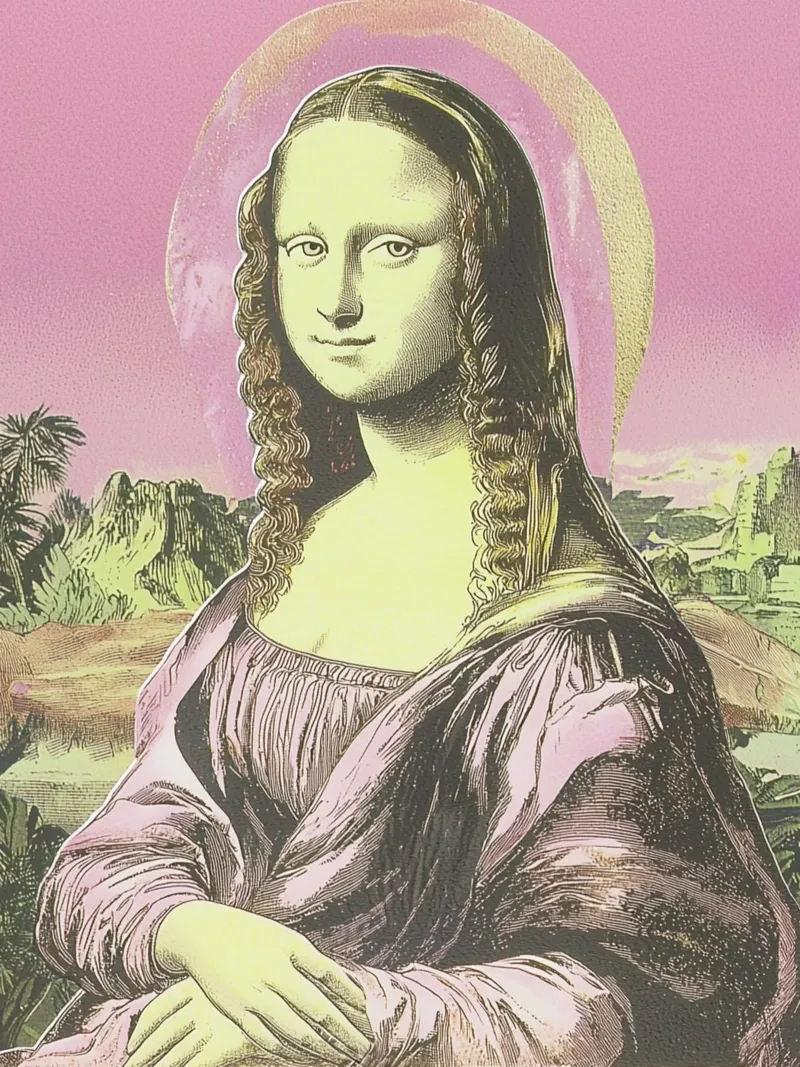 Mona Lisa, Riso pink alluminio dibond da Carinaprint
