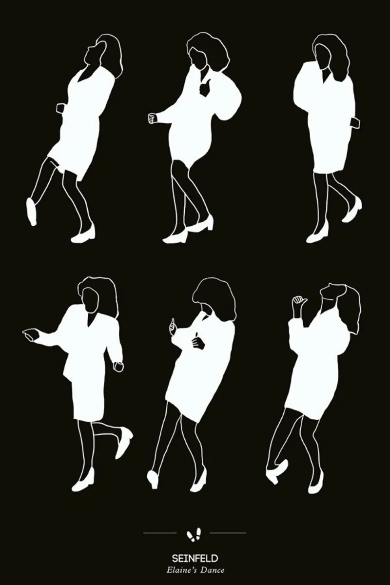 Seinfeld - Elaine's Dance poster con telaio in legno da Niege Borges