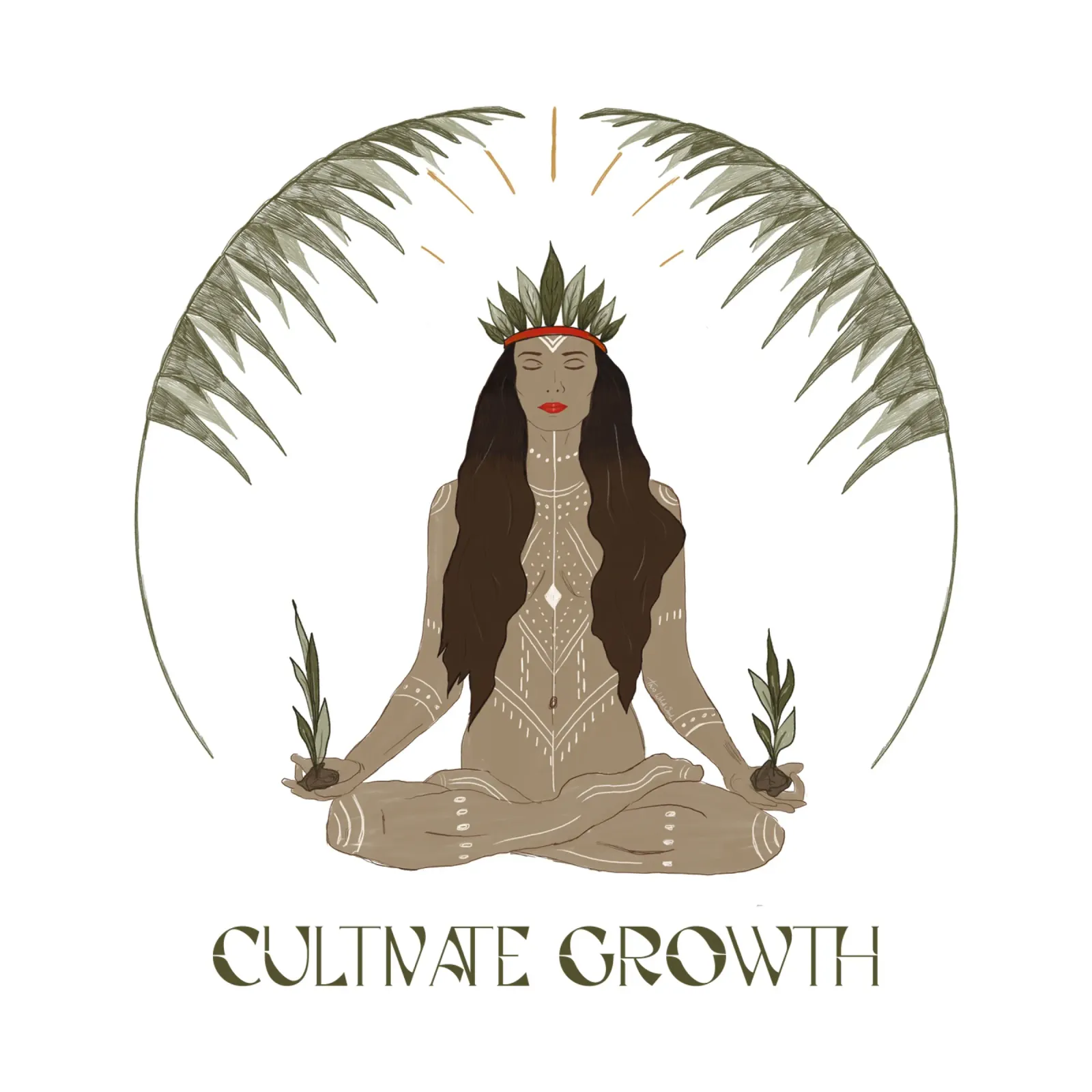 Coltivare la crescita - Tipografia bohémienne tropicale con mentalità di crescita poster con telaio in plastica da This Wild Soul - Illustration