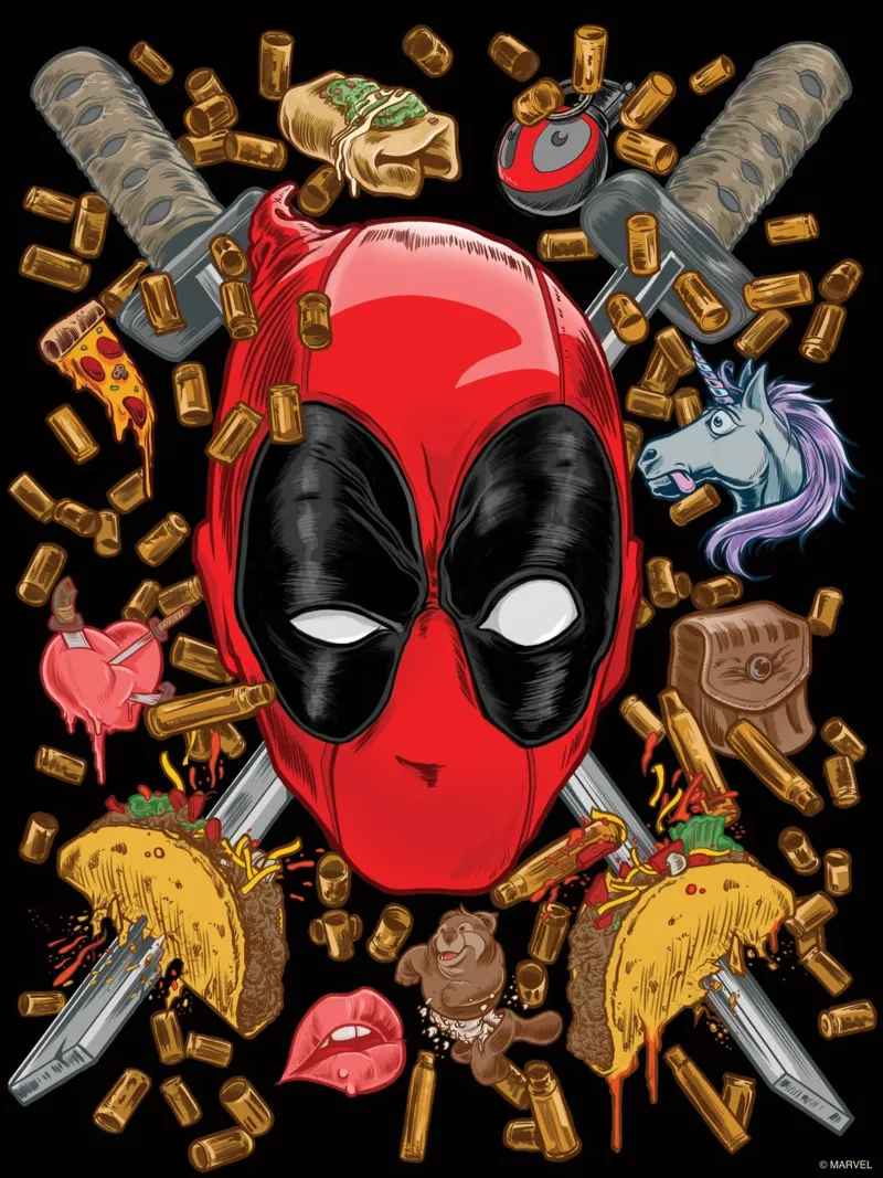 Deadpool – Chaos &Tacos plexiglass da MARVEL Designs by JUNIQE