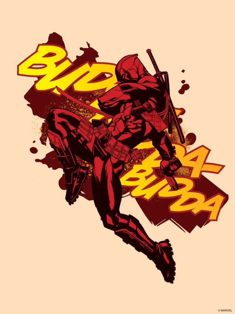 Deadpool – Action pur carta hahnemühle da MARVEL Designs by JUNIQE