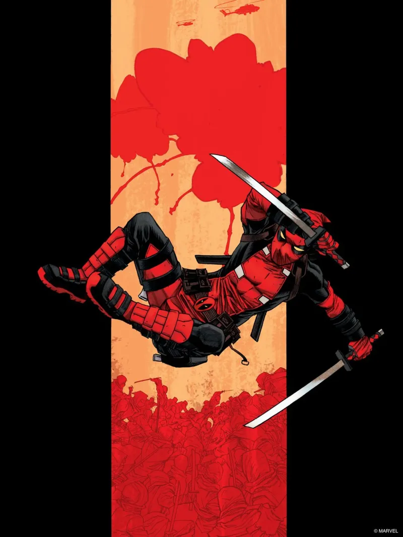 Deadpool – Sprung ins Gefecht plexiglass da MARVEL Designs by JUNIQE