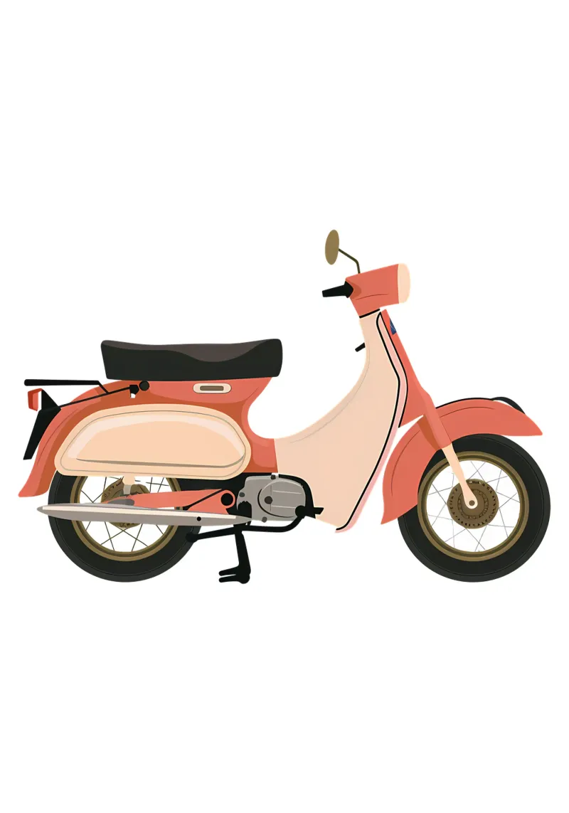 Scooter arancione retrò di tendenza carta hahnemühle da Urban Life