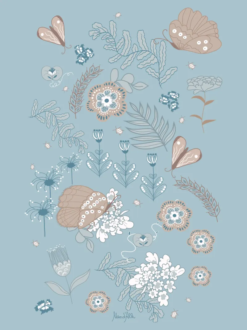 Busy life in the forest - on blue pellicola backlit da Mandalla Pattern