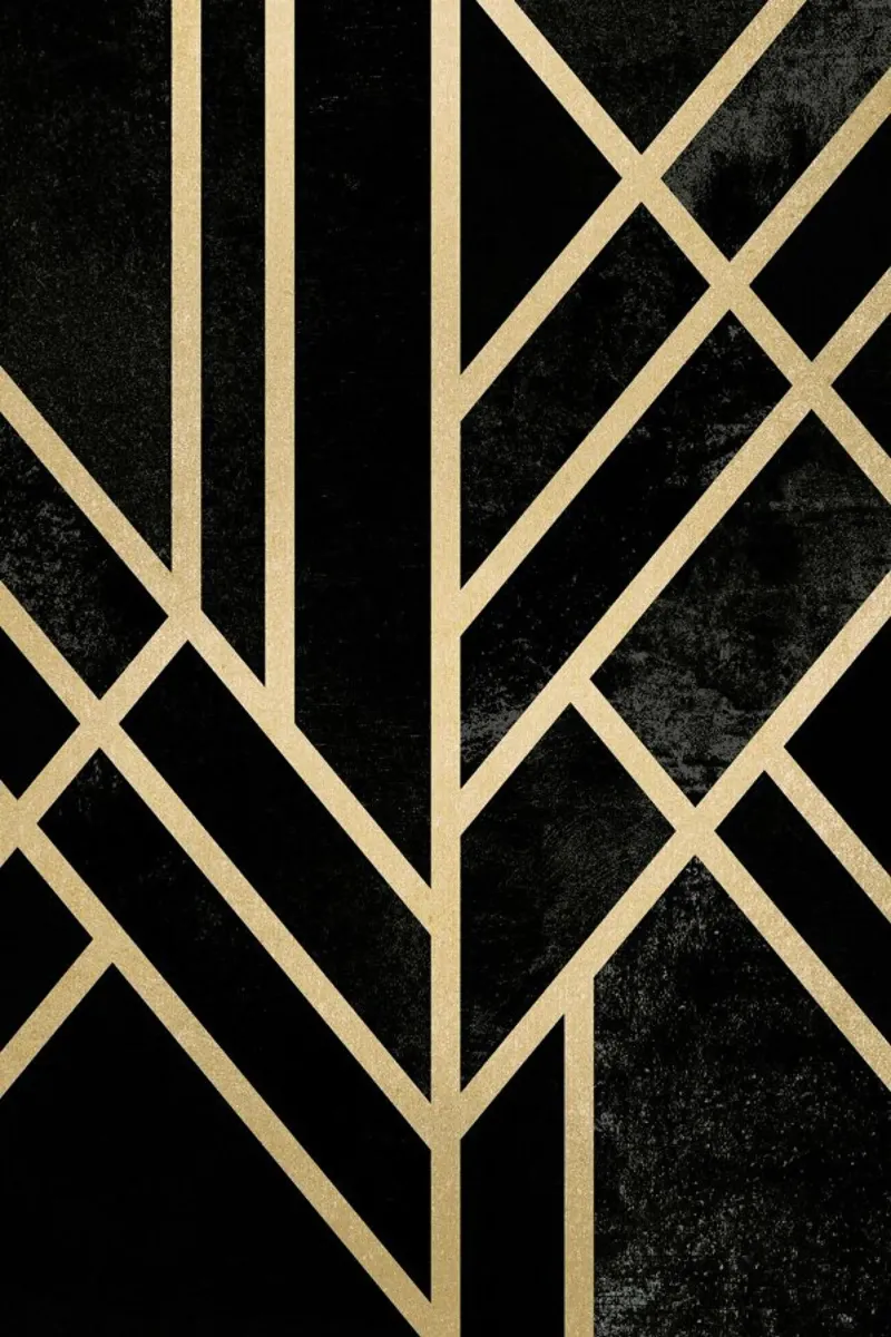 Art Deco Black poster con telaio in alluminio da Elisabeth Fredriksson