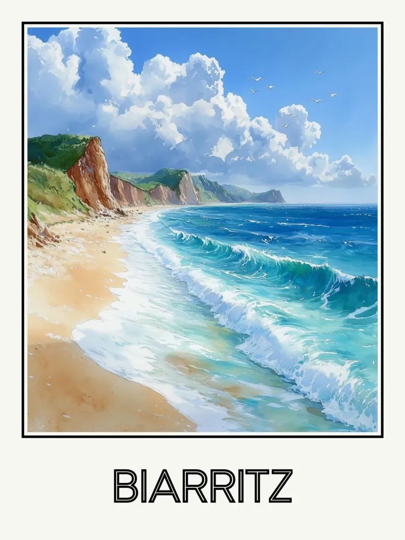 Biarritz poster con telaio in legno da Frame the World
