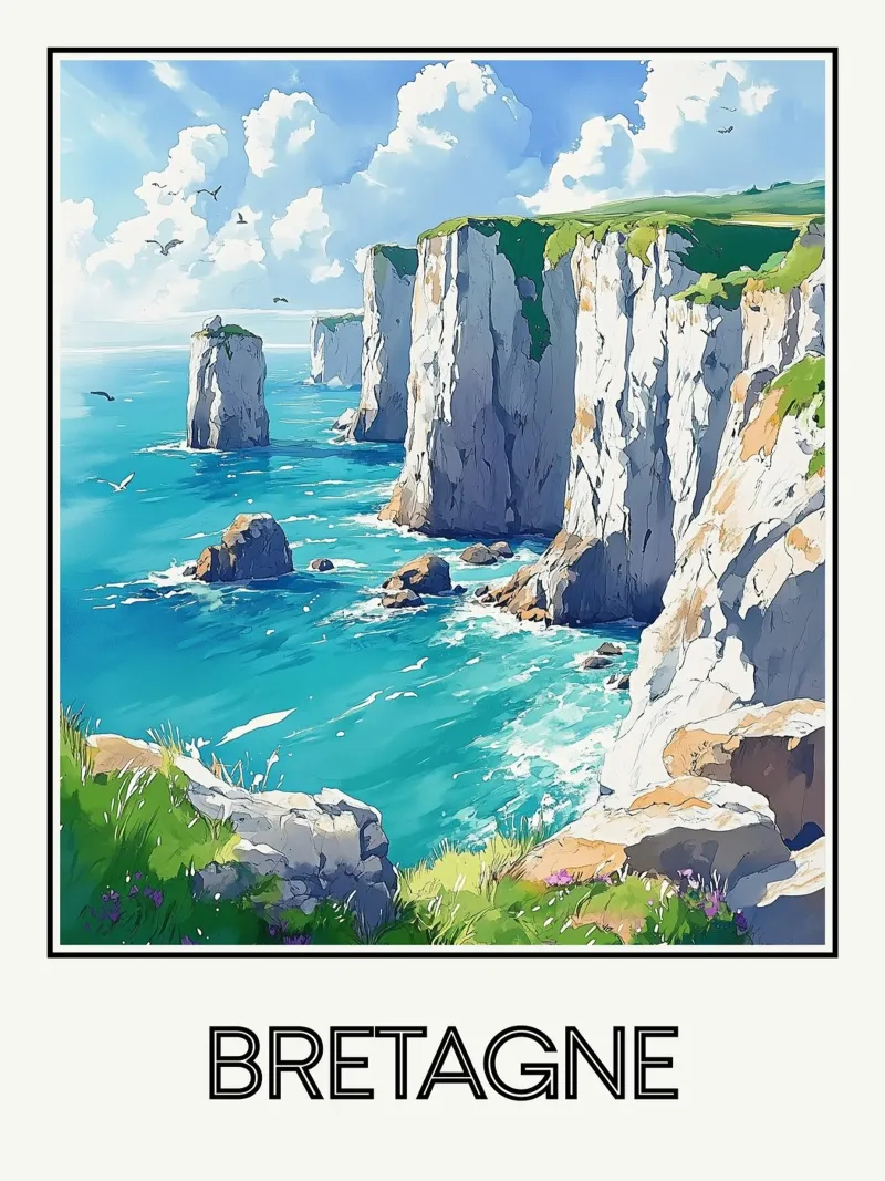 Bretagna poster con telaio in legno da Frame the World