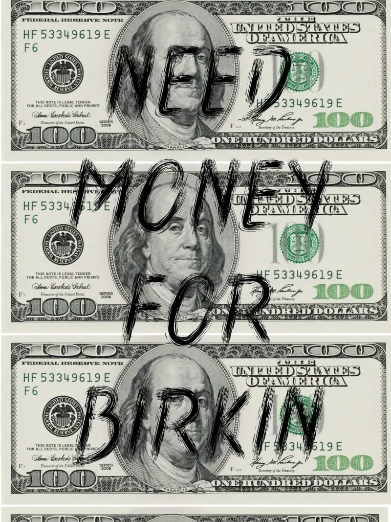 NEED MONEY FOR BIRKIN poster con marco de madera de ramosashop