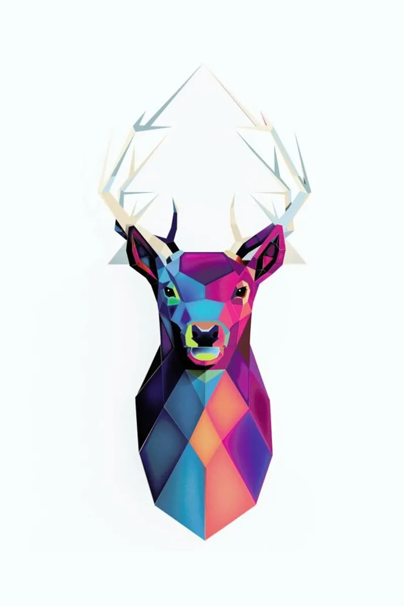 Colorful Deer poster con telaio in plastica da Birgit Palma