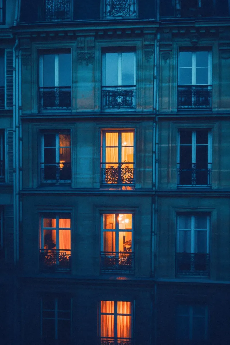 Illuminated windows, reflections of nightlife in Paris hahnemühle by By Night