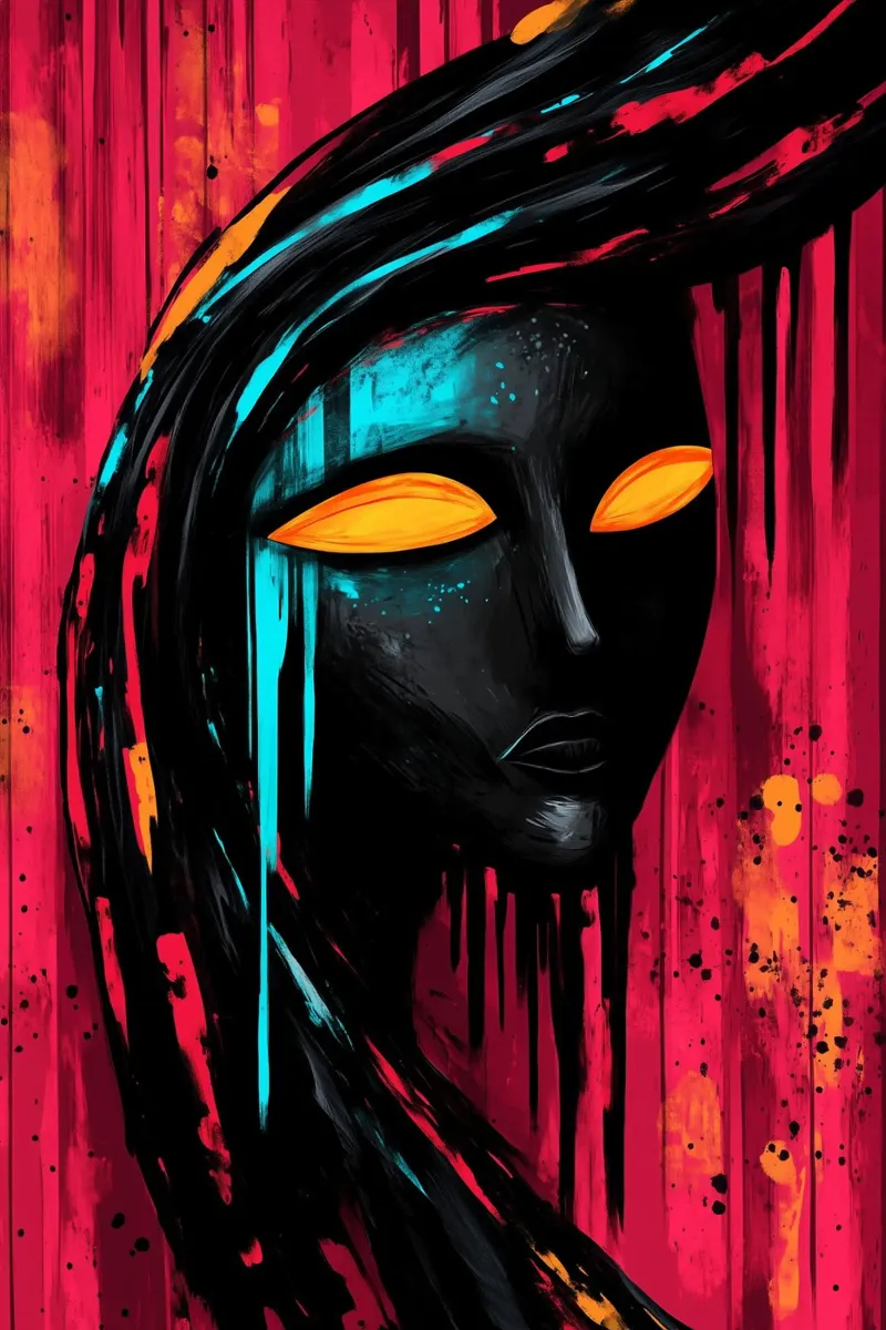 Flaming eyes in the stream of distorted reality hahnemühle by melipo-art
